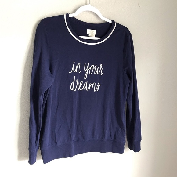 Kate Spade In Your Dreams PJ Top size Medium in Navy blue - Picture 2 of 7